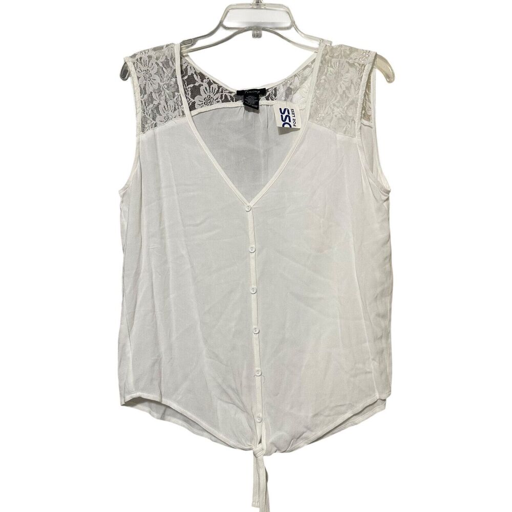 Timing Womens Tank Top Sz L White Sleeveless Tie Knot Lace‎ Trim NWT Cottagecore